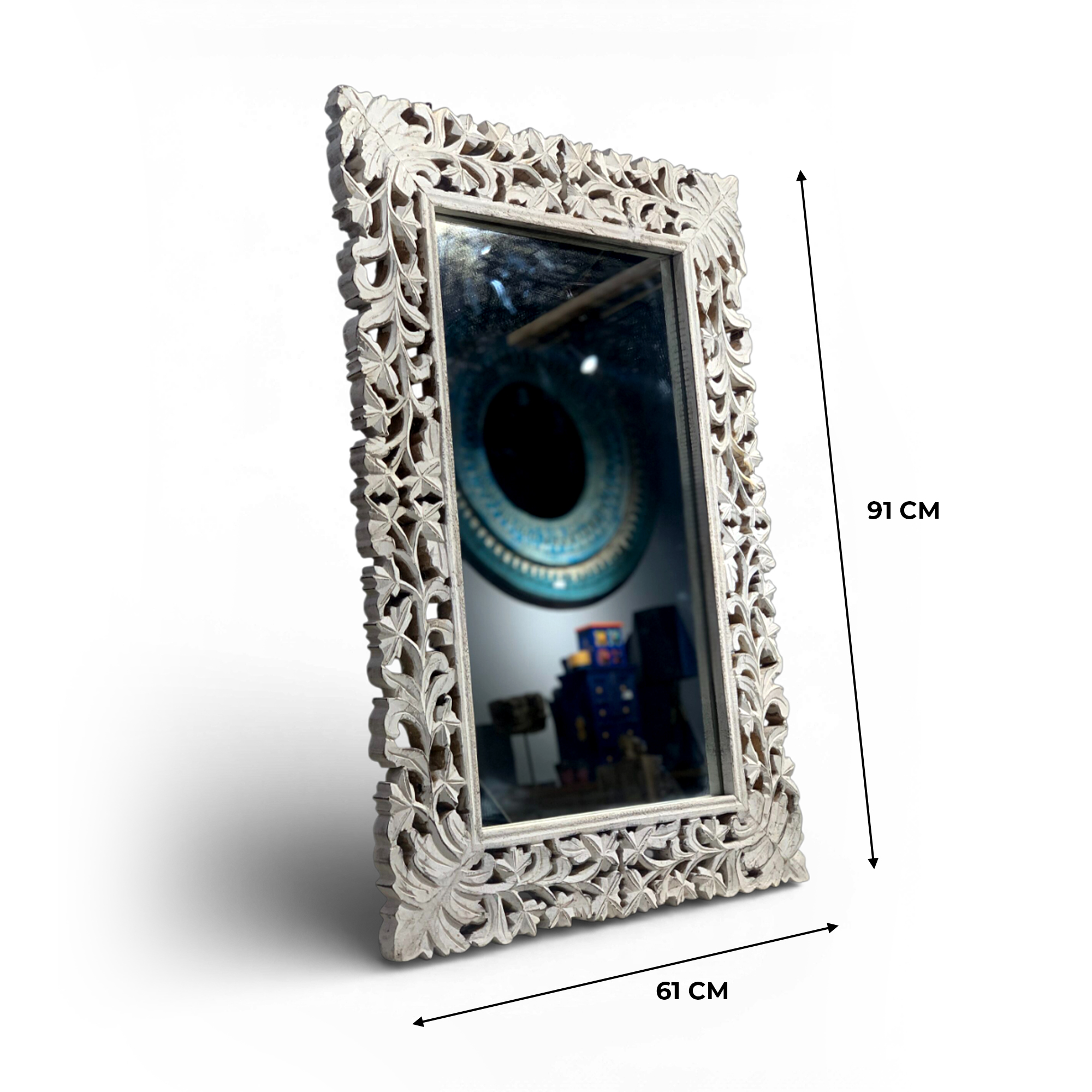 White Carved Frame Mirror - Image 2