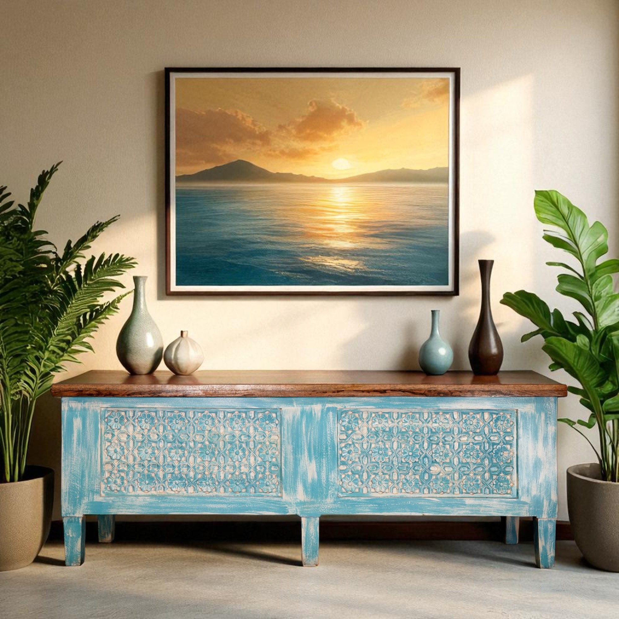 Bench with Openable Storage Teal Colour