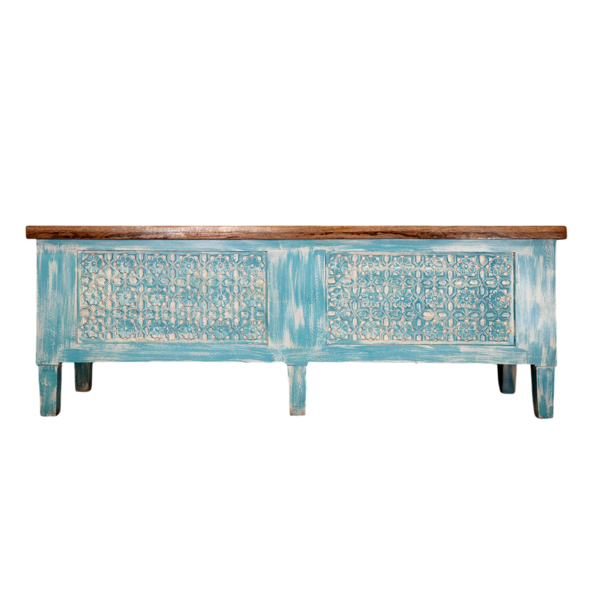 Bench with Openable Storage Teal Colour - Image 2