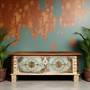 Handcrafted Teal Box cum Coffee Table