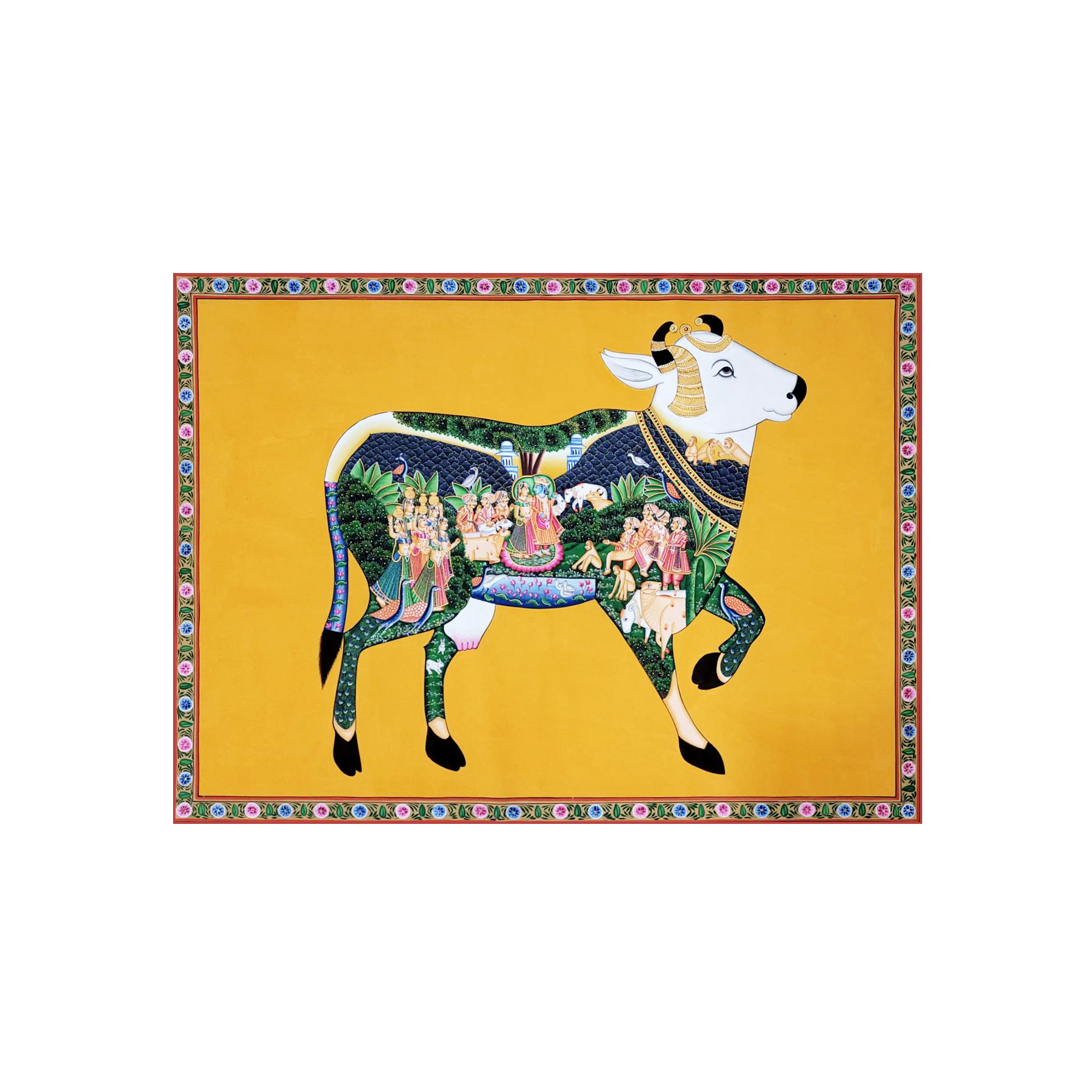 Kamdhenu with Krishna Leela (Mustard Yellow) - Image 2