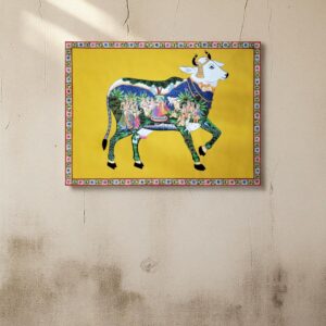 Kamdhenu with Krishna Leela (Bright Yellow)