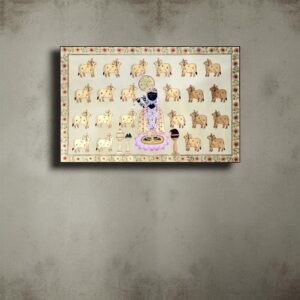 Shrinath Ji with Kamdhenu (Pastel Cream)