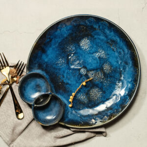 Blue Embossed Chip & Dip Platter