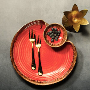 Red Round Platter with Side Dip