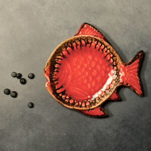 Red Ceramic Puffer Fish Platter