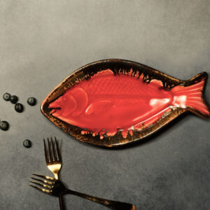 Red Ceramic Fish Platter