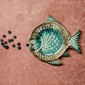 Turquoise Ceramic Puffer Fish Platter
