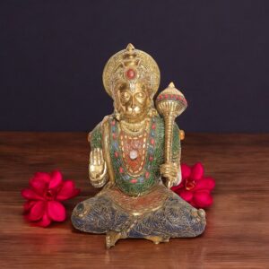 Sitting Hamuman Ji (Stone Work Studded)