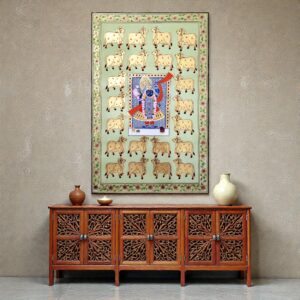 Shrinath Ji with Kamdhenu (Pista Green)