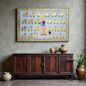 Shrinath Ji with Kamdhenu (Sky Blue)