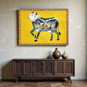 Kamdhenu with Krishna Leela (Bright Yellow)