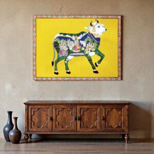 Kamdhenu with Krishna Leela (Bright Yellow)