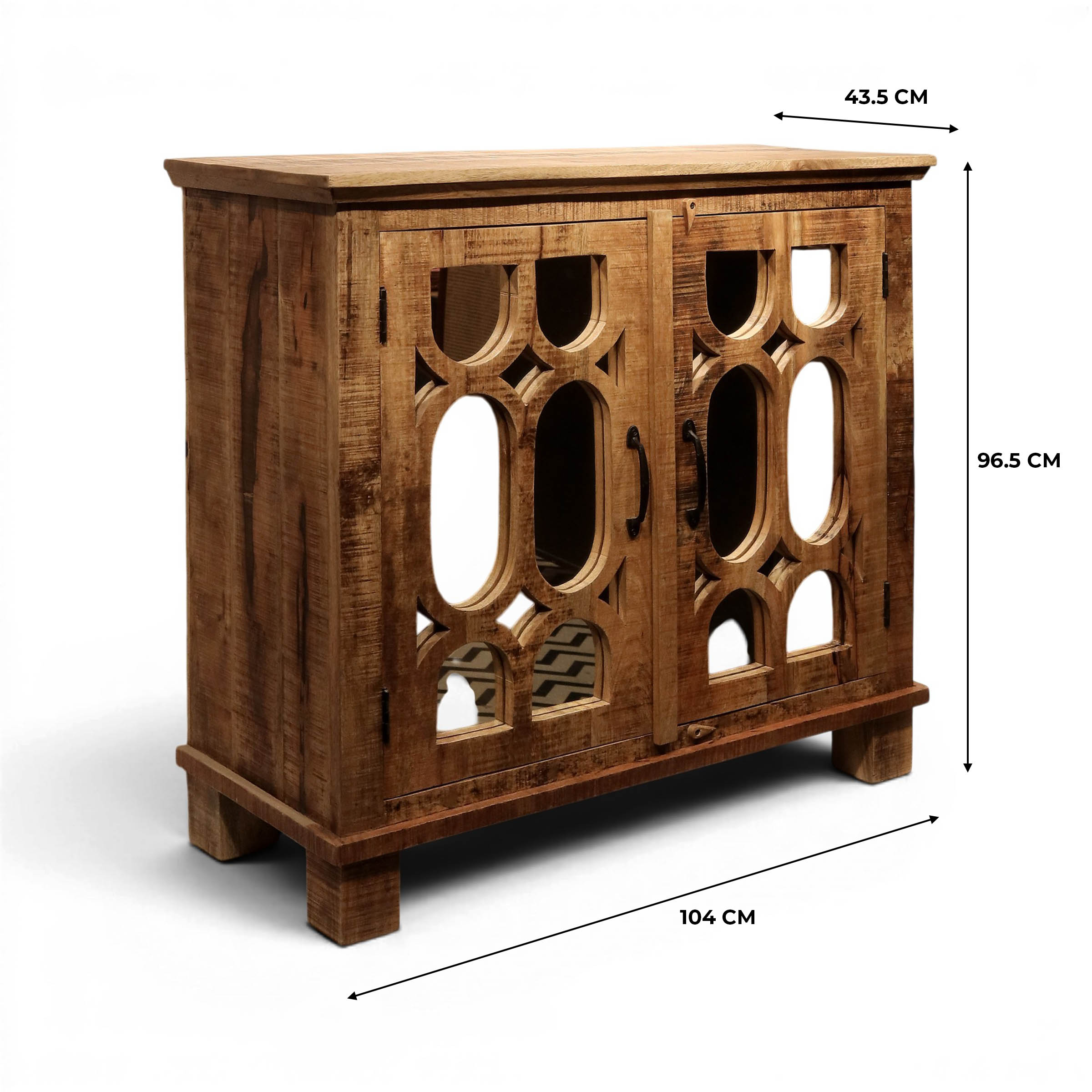 Mirror Door Sideboard Natural Colour - Image 2