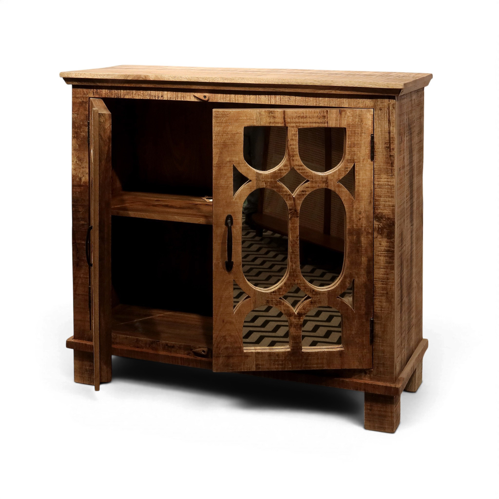 Mirror Door Sideboard Natural Colour - Image 3