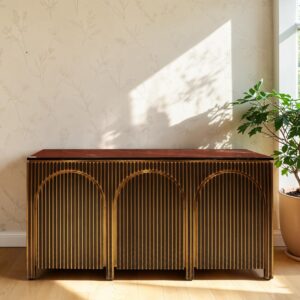 Brass Cladding Marble Top Sideboard