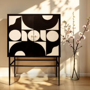 Bone Inlay Bar Cabinet