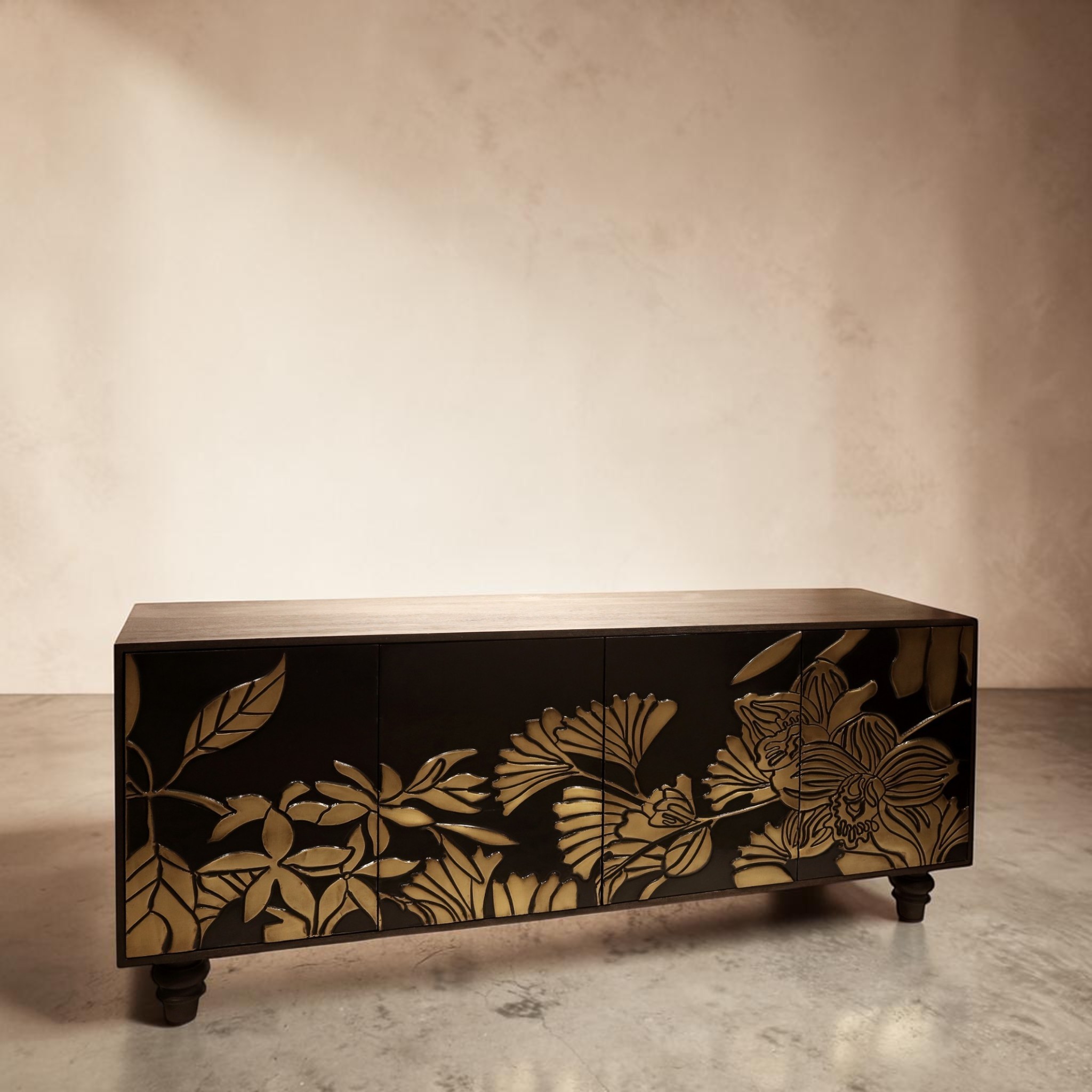 Brass Flower Door Sideboard