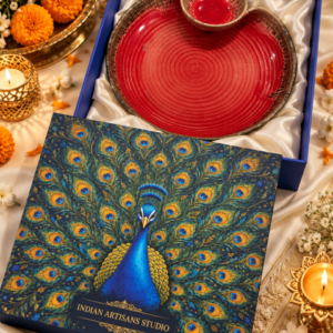 Red Ceramic Serving Platter | Peacock Heritage Gift Box