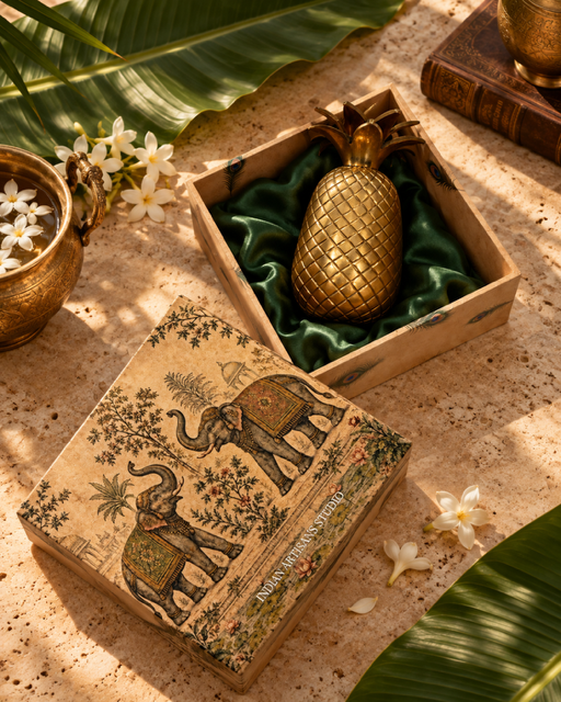 Antique Brass Pineapple Decor | Elephant Heritage Gift Box