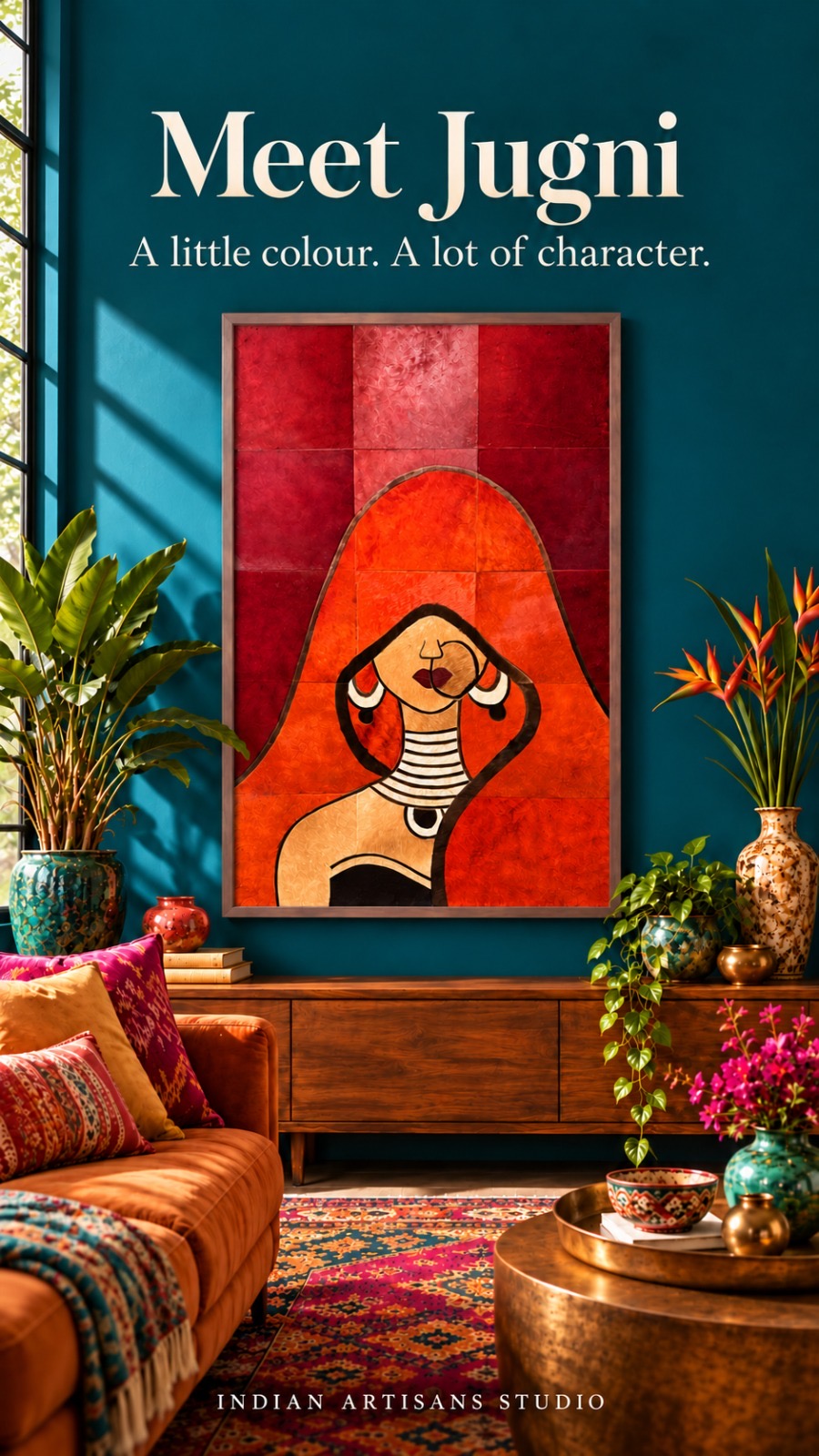 Premium "Jugni" Framed Contemporary Folk Art Portrait