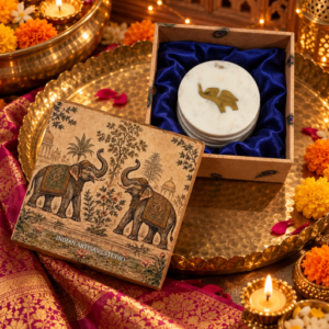 Premium White Marble Elephant Coaster Set | Heritage Gift Box