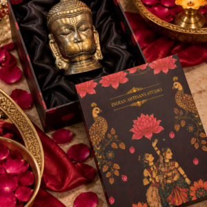 Antique Brass Lord Hanuman Face Idol | Lotus & Peacock Heritage Gift Box