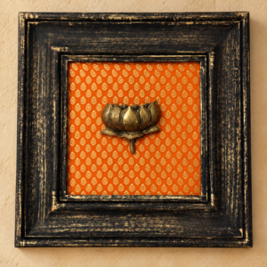 Framed Antique Brass Lotus Wall Art