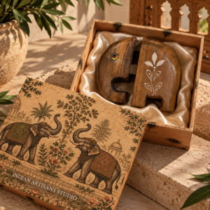 Handcrafted Wooden Elephant Spectacle Holder | Elephant Heritage Gift Box