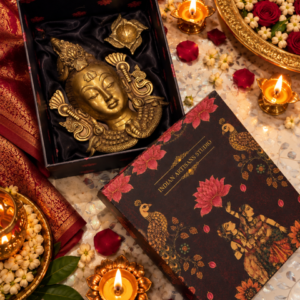 Brass Lord Shiva Face & Diya Pooja Set | Lotus & Peacock Heritage Gift Box
