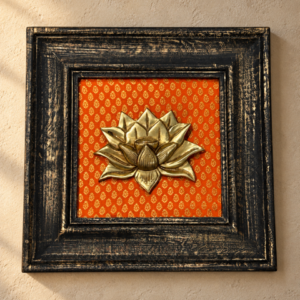 Premium Framed Antique Brass Blooming Lotus Wall Art
