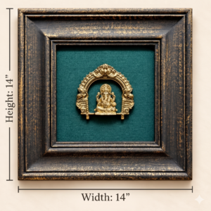 Framed Antique Brass Ganesha with Archway Wall Art