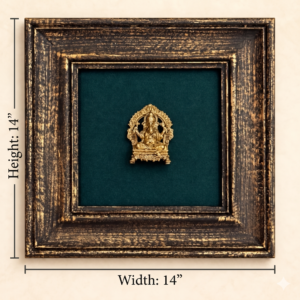 Framed Antique Brass Seated Ganesha Wall Art